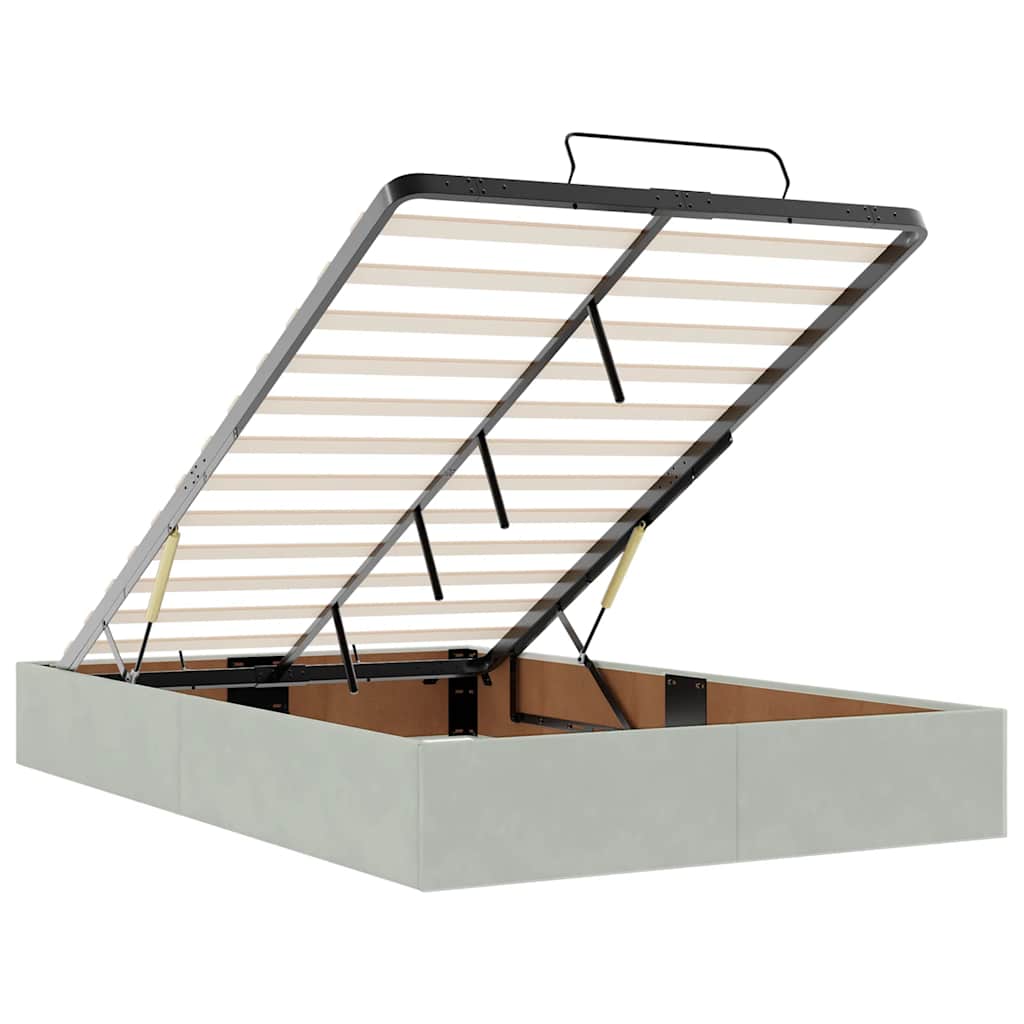 vidaXL Οθωμανικό κρεβάτι με στρώματα & LEDs Ανοιχτό γκρι Βελούδο