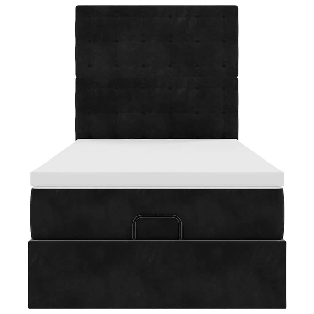 vidaXL Οθωμανικό κρεβάτι με στρώματα & LEDs Μαύρο 80x200cm Velvet
