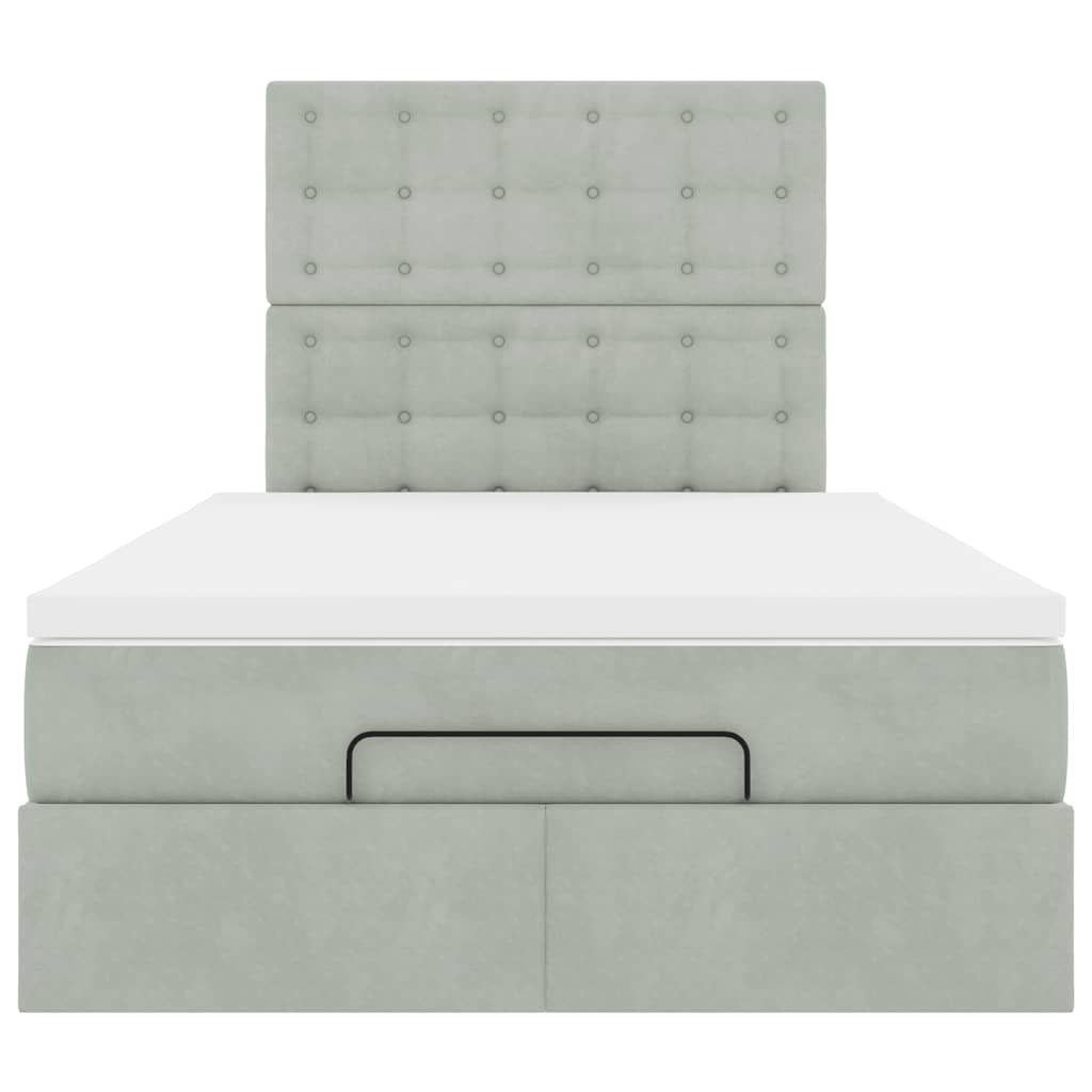 vidaXL Οθωμανικό κρεβάτι με στρώματα & LEDs Ανοιχτό γκρι Βελούδο