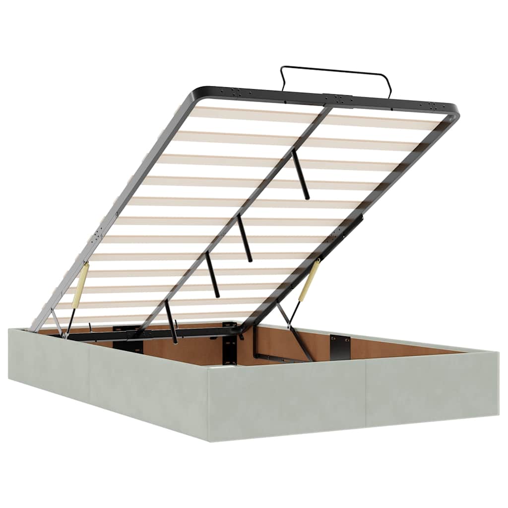 vidaXL Οθωμανικό κρεβάτι με στρώματα & LEDs Ανοιχτό γκρι Βελούδο