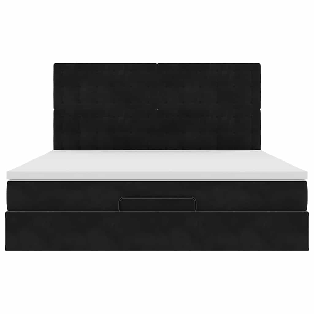 vidaXL Οθωμανικό κρεβάτι με στρώματα & LEDs Μαύρο 180x200cm Velvet