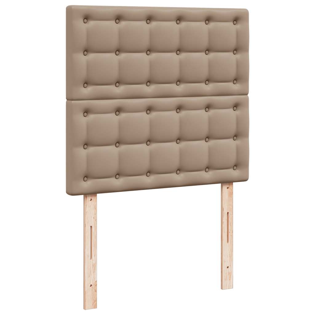 vidaXL Οθωμανικό κρεβάτι με στρώματα & LEDs Cappuccino Faux Leather