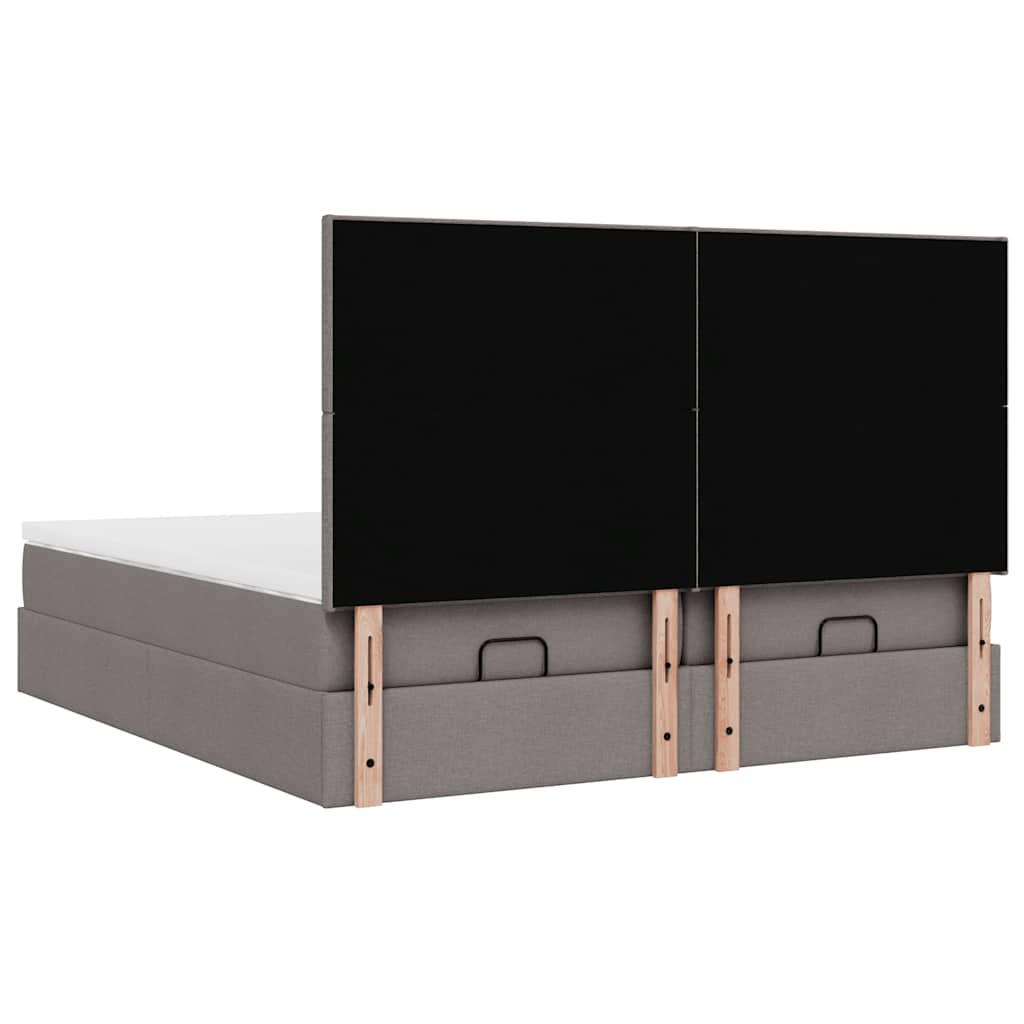 vidaXL Οθωμανικό κρεβάτι με στρώματα & LEDs Taupe 180x200cm ύφασμα
