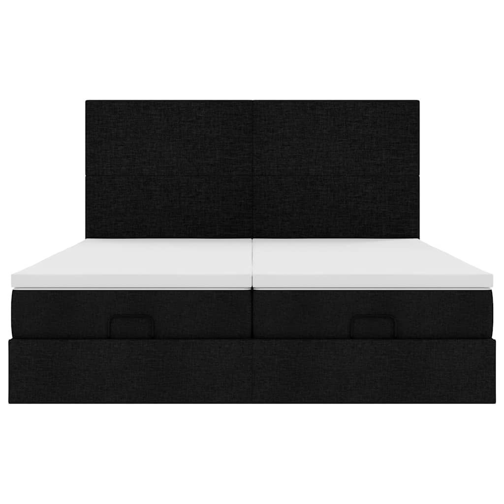 vidaXL Οθωμανικό κρεβάτι με στρώματα & LEDs Μαύρο 200x200cm ύφασμα