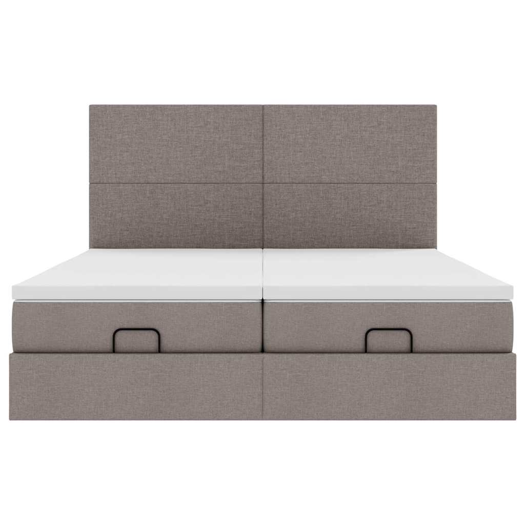 vidaXL Οθωμανικό κρεβάτι με στρώματα & LEDs Taupe 200x200cm ύφασμα