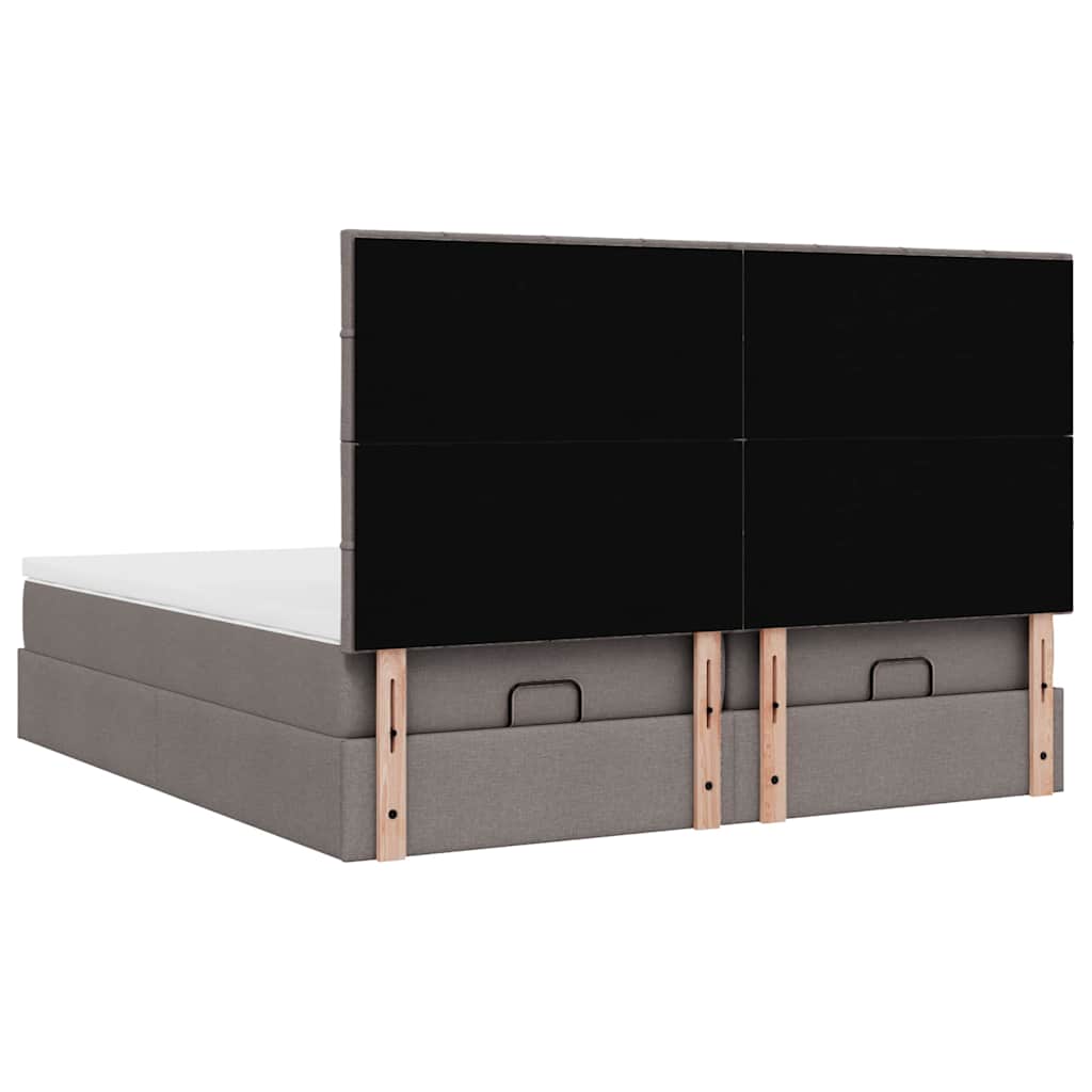 vidaXL Οθωμανικό κρεβάτι με στρώματα & LEDs Taupe 180x200cm ύφασμα