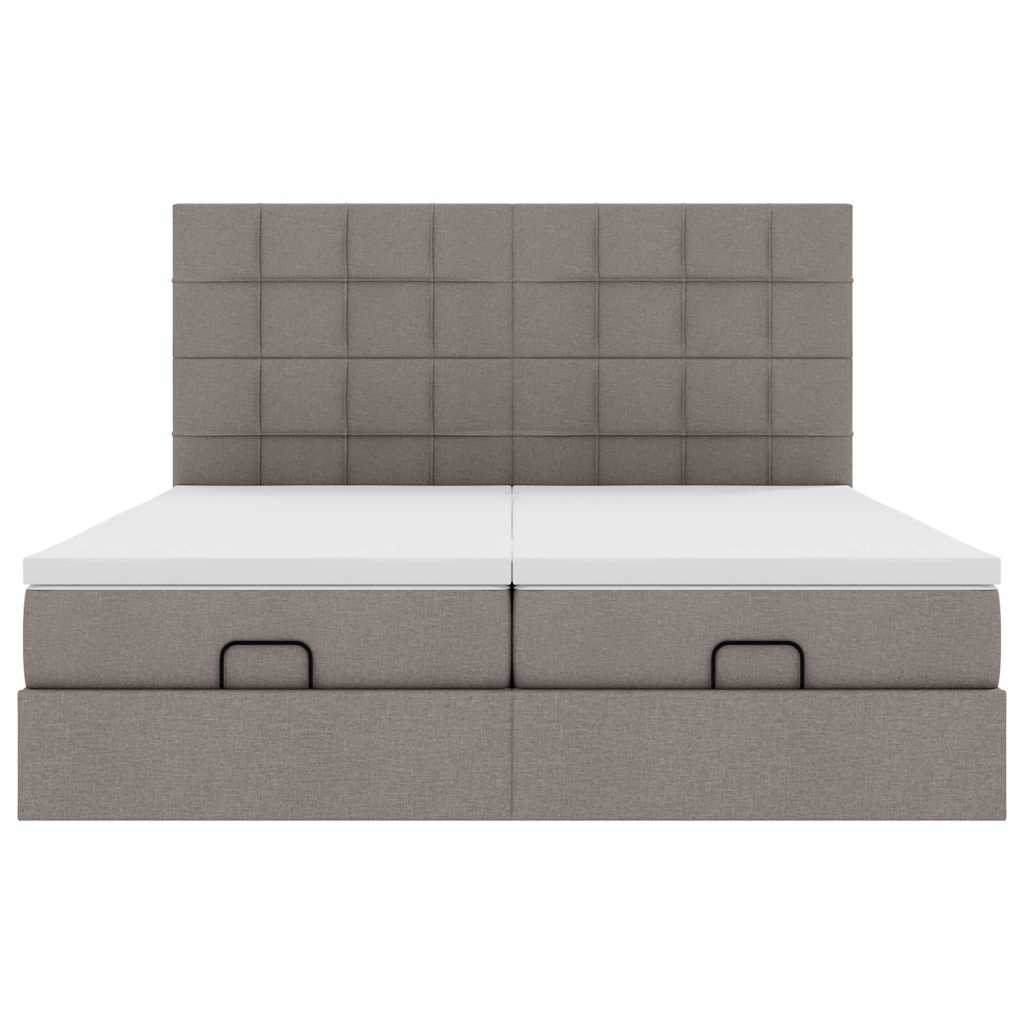vidaXL Οθωμανικό κρεβάτι με στρώματα & LEDs Taupe 200x200cm ύφασμα