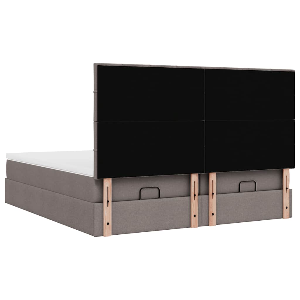 vidaXL Οθωμανικό κρεβάτι με στρώματα & LEDs Taupe 200x200cm ύφασμα