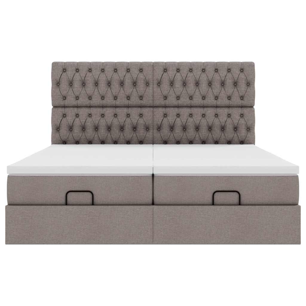 vidaXL Οθωμανικό κρεβάτι με στρώματα & LEDs Taupe 200x200cm ύφασμα