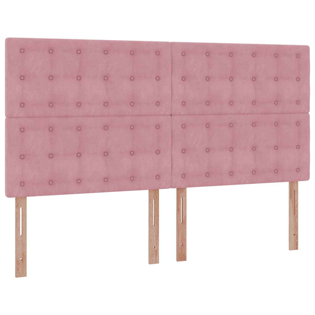 vidaXL Οθωμανικό κρεβάτι με στρώματα & LEDs Ροζ 160x200cm Velvet