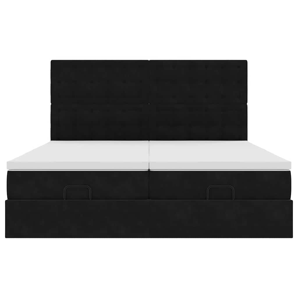 vidaXL Οθωμανικό κρεβάτι με στρώματα & LEDs Μαύρο 180x200cm Velvet