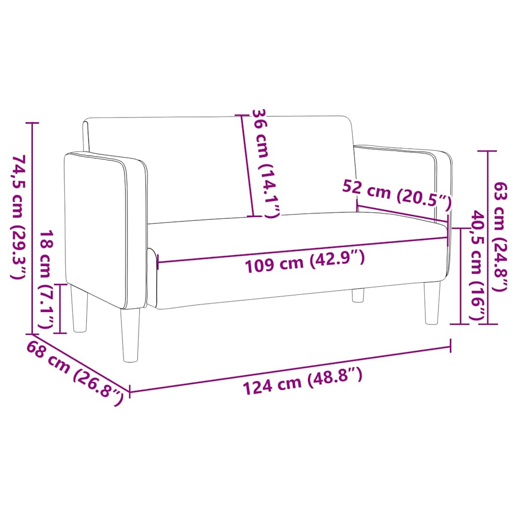 vidaXL Καναπές Loveseat Μπλε 109 εκ. ύφασμα Corduroy