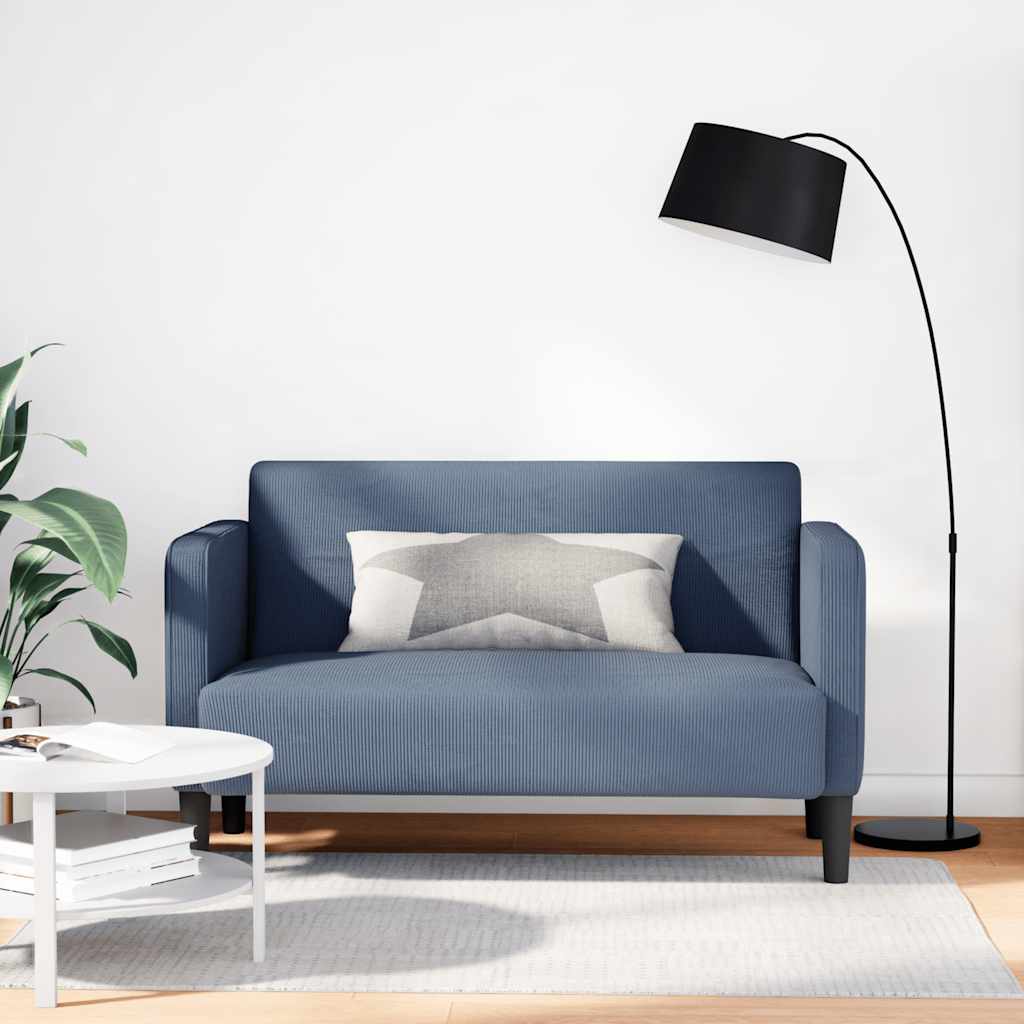 vidaXL Καναπές Loveseat Μπλε 109 εκ. ύφασμα Corduroy