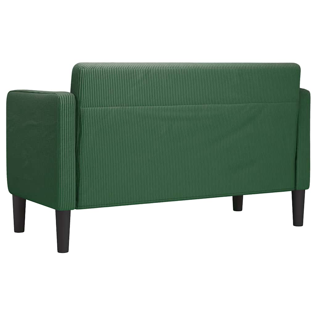 vidaXL Καναπές Loveseat Σκούρο Πράσινο 109 εκ. ύφασμα Corduroy