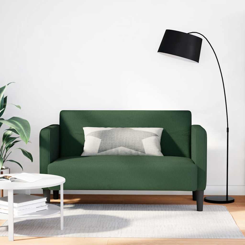 vidaXL Καναπές Loveseat Σκούρο Πράσινο 109 εκ. ύφασμα Corduroy