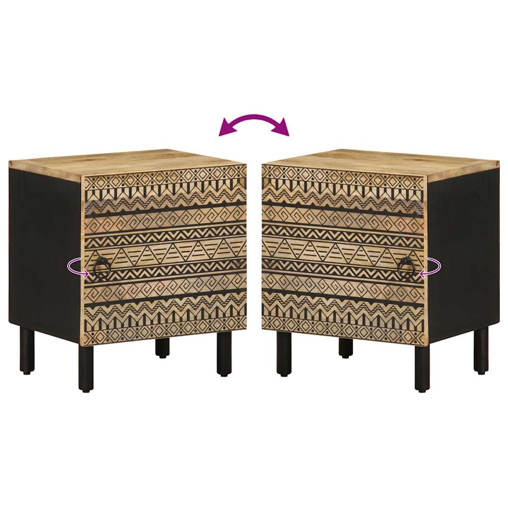 vidaXL Κρεβατοκάμαρα Μαύρο 40x33,5x46cm Στερεό ακατέργαστο ξύλο Μάνγκο