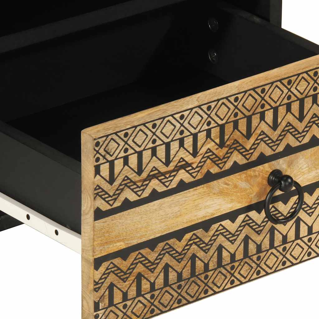 vidaXL Κρεβατοκάμαρα Μαύρο 40x33x46 cm Στερεό ακατέργαστο ξύλο Mango