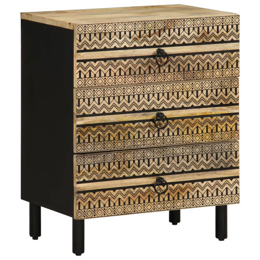 vidaXL Κρεβατοκάμαρα Μαύρο 50x33x62 cm Στερεό ακατέργαστο ξύλο Mango