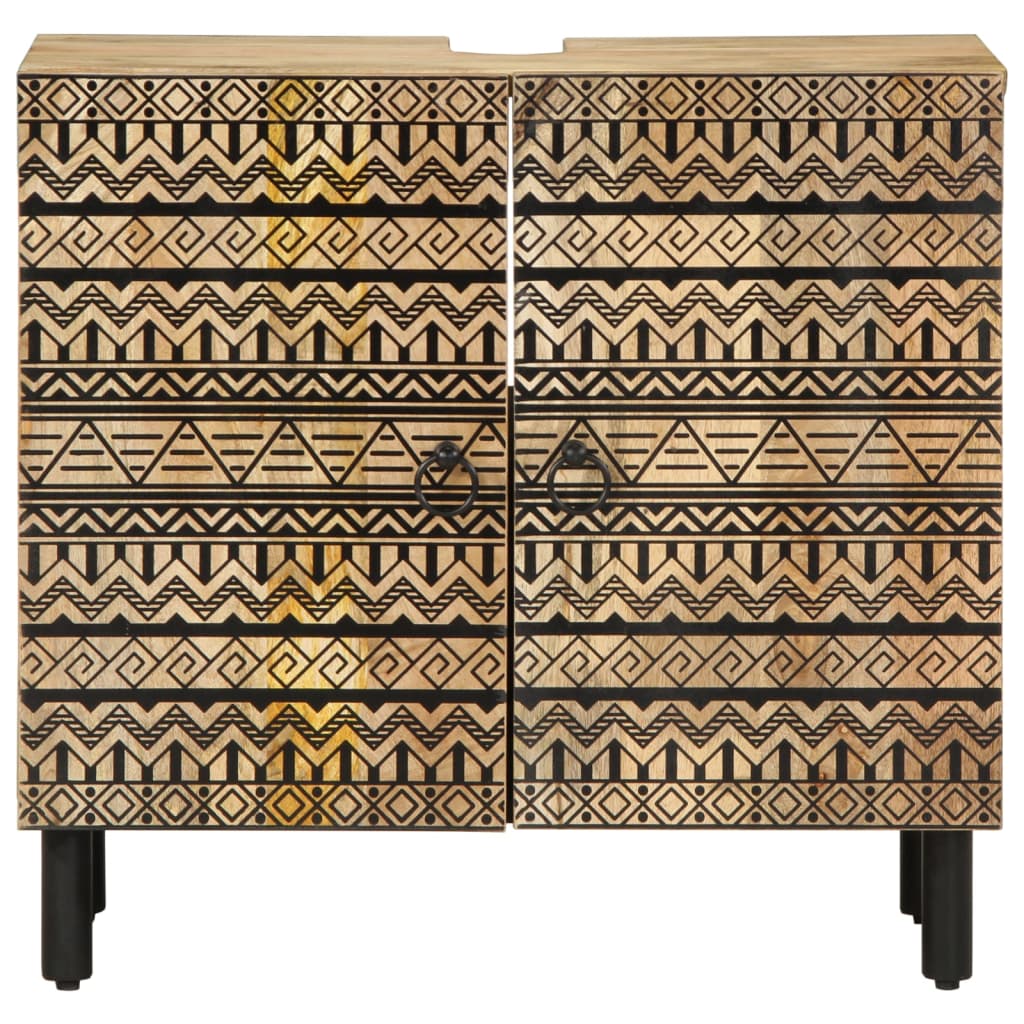 vidaXL Ντουλάπι Μπάνιου Μαύρο 62 x 33 x 58 εκ. από Μασίφ Ξύλο Μάνγκο