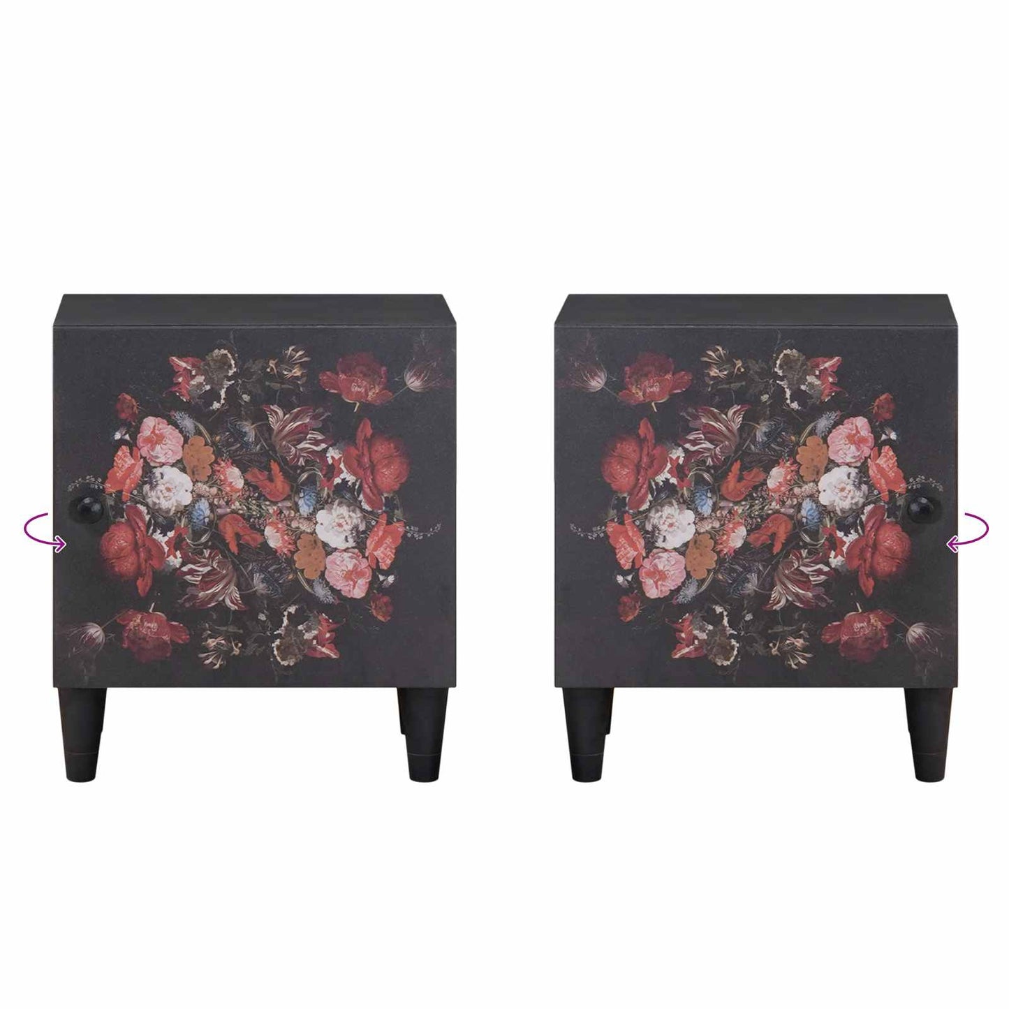 vidaXL Κομοδίνο με Πόρτα 2 pcs Μαύρο 40 x 33 x 46 εκ.