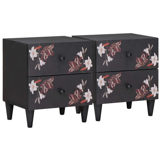 vidaXL Κομοδίνο 2 pcs Καφέ 40 x 33,5 x 46 εκ Στερεό ξύλο μάνγκο