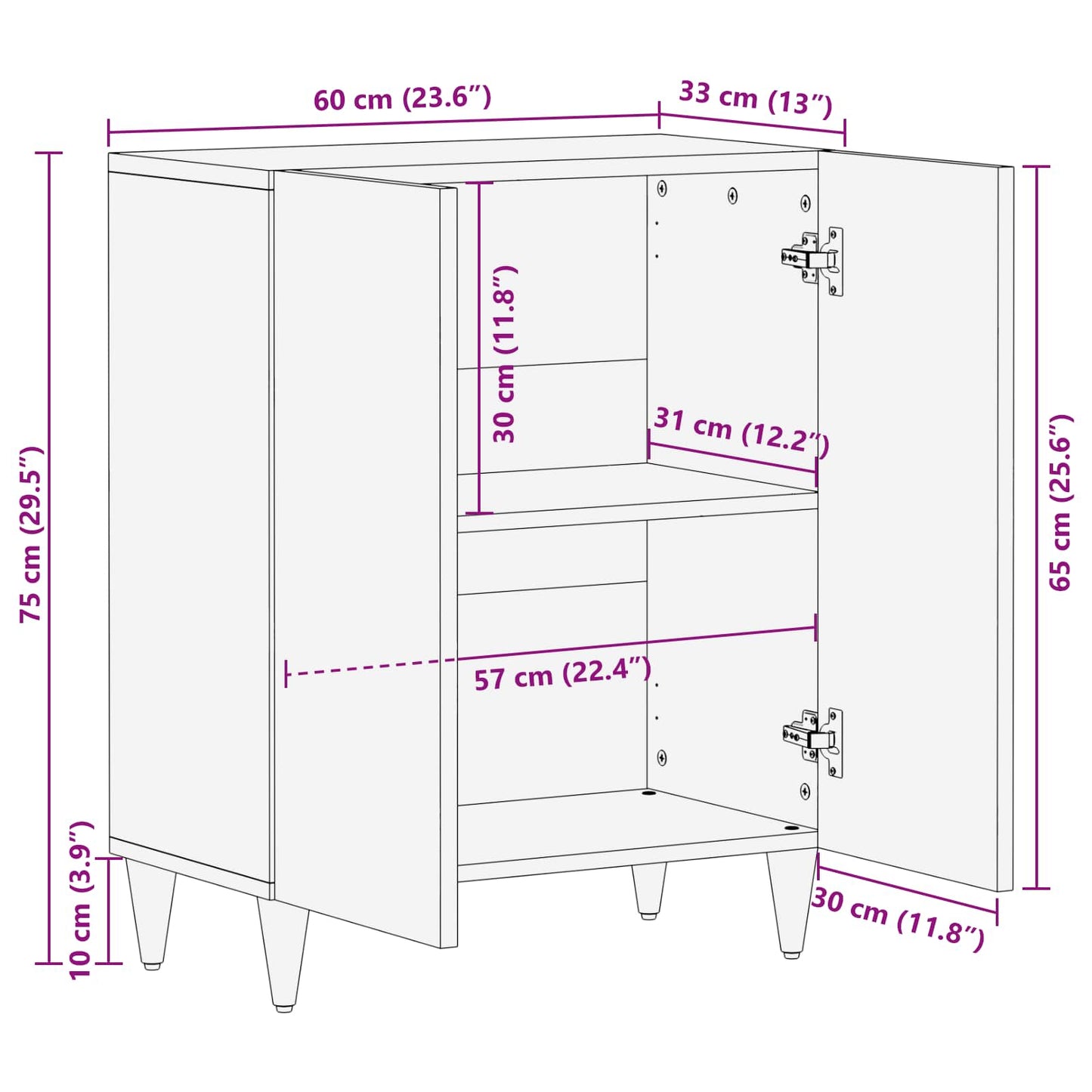 vidaXL Ντουλάπες Αποθήκευσης Πολύχρωμο 60 x 33.4 x 75.1 εκ