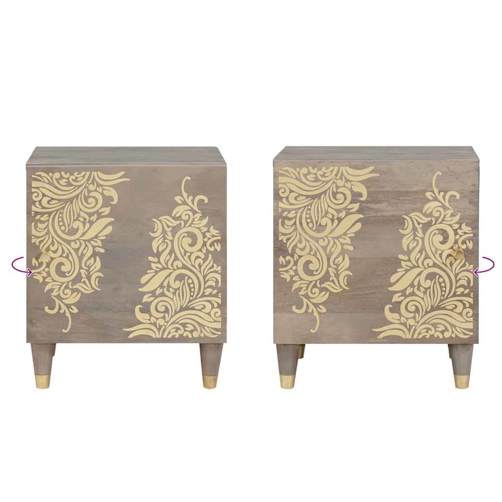 vidaXL Κομοδίνο Γκρι 40 x 33 x 46 εκ. Μασίφ ξύλο μάνγκο