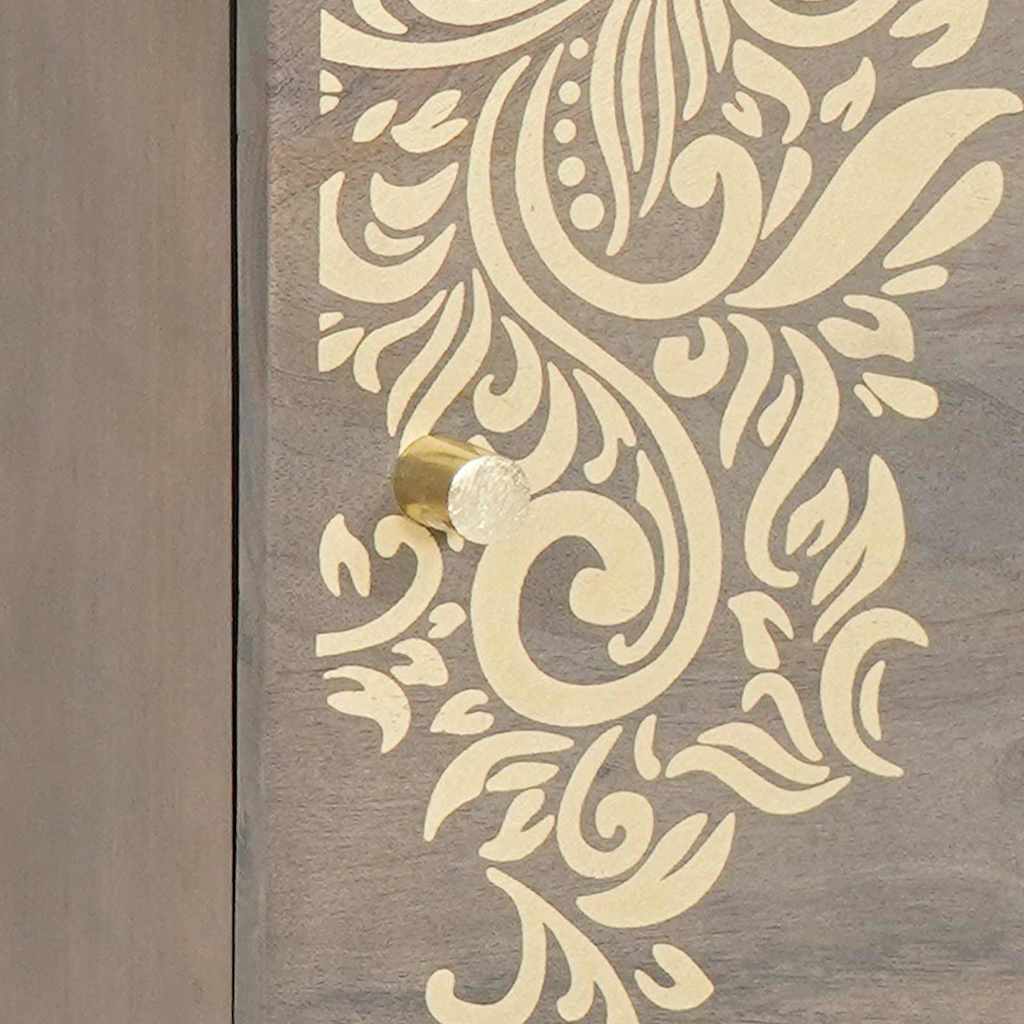 vidaXL Κομοδίνο 2 pcs Γκρι 40 x 33 x 46 εκ. Μασίφ ξύλο μάνγκο