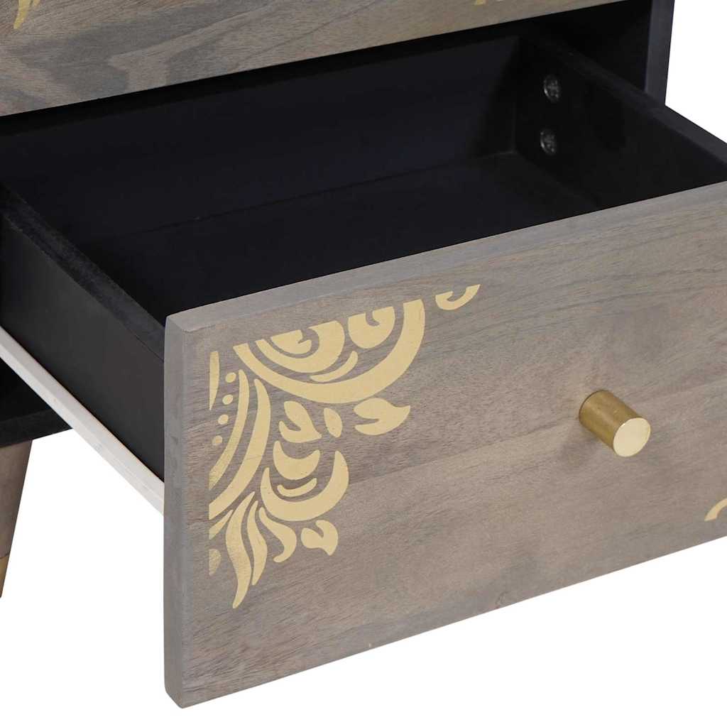 vidaXL Κομοδίνο 2 pcs Γκρι 40 x 33 x 46 εκ. Μασίφ ξύλο μάνγκο