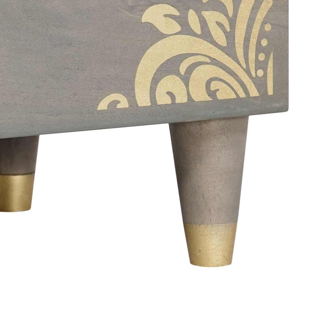 vidaXL Κομοδίνο με συρτάρι Γκρι 50 x 33 x 62 εκ. Μασίφ ξύλο μάνγκο