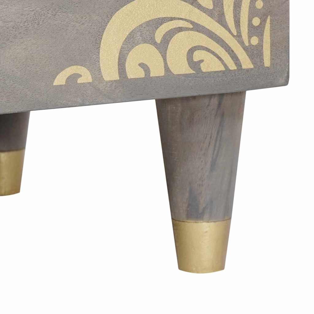 vidaXL Κομοδίνο με συρτάρι Γκρι 50 x 33 x 62 εκ. Μασίφ ξύλο μάνγκο