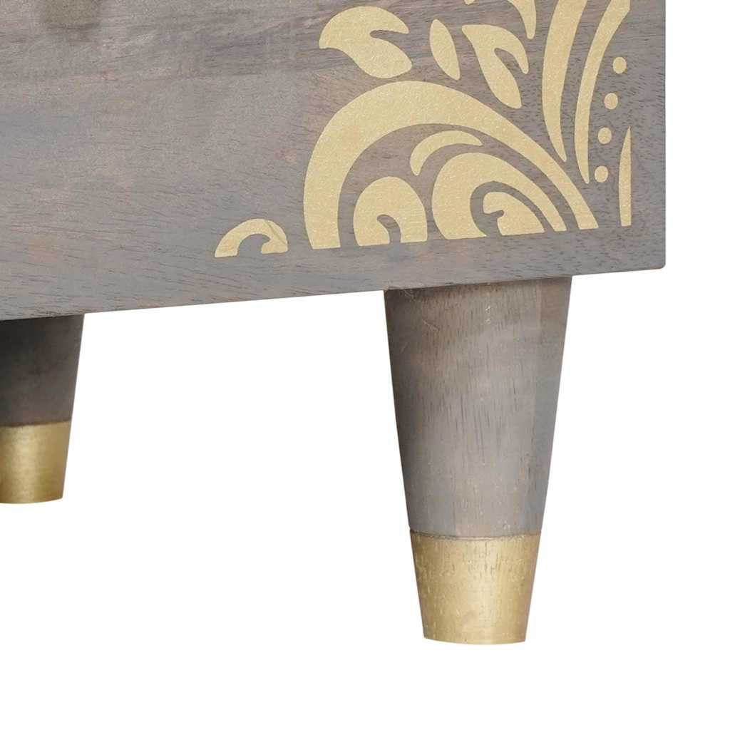 vidaXL Ντουλάπι TV με συρτάρι Γκρι 100 x 33 x 46 εκ Στερεό ξύλο μάνγκο