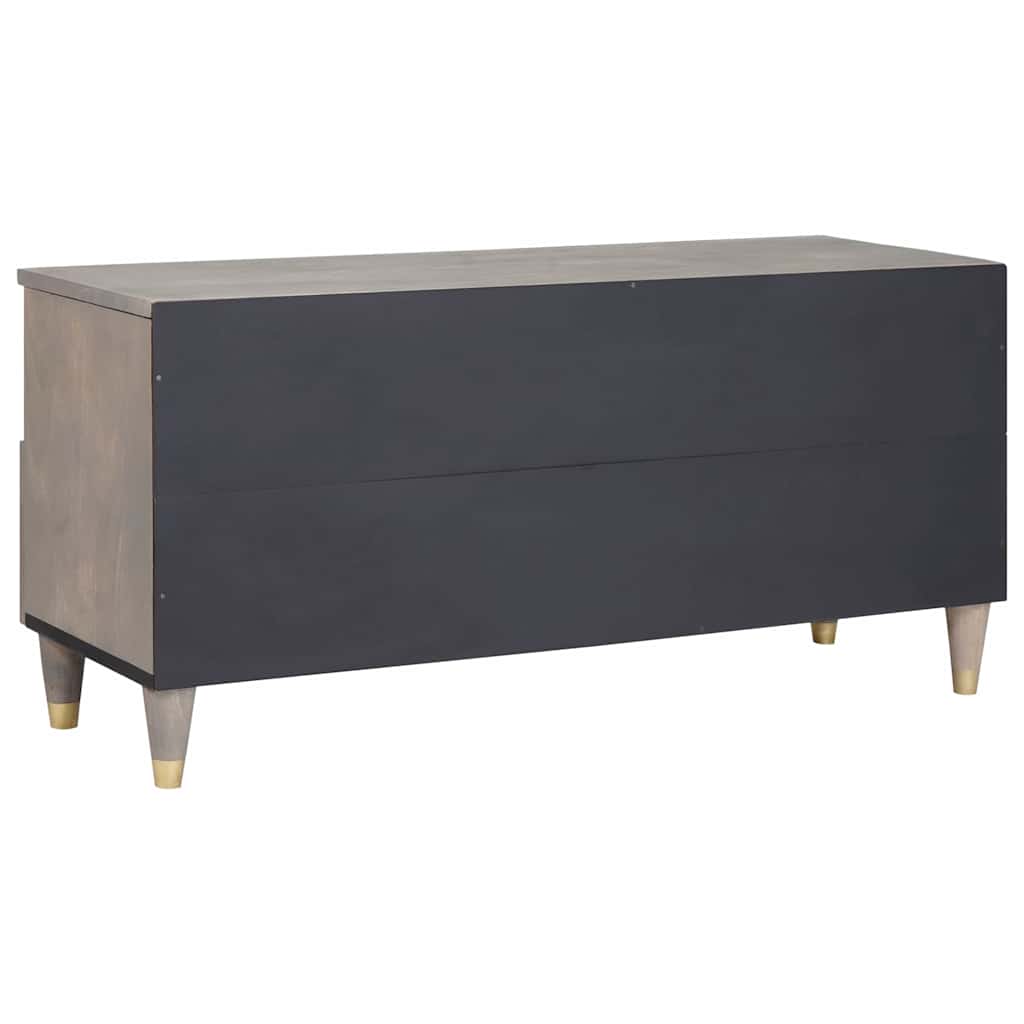 vidaXL Ντουλάπι TV με συρτάρι Γκρι 100 x 33 x 46 εκ Στερεό ξύλο μάνγκο