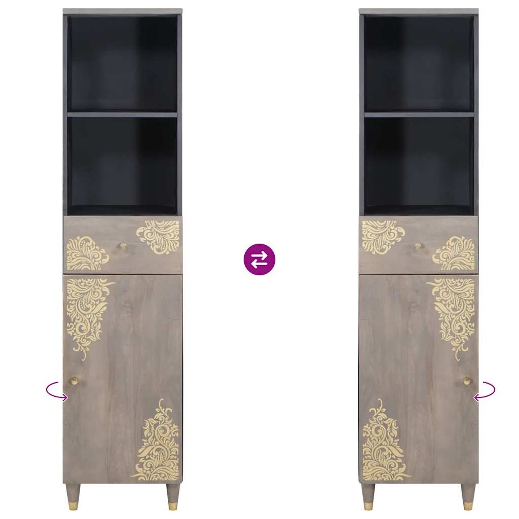 vidaXL Πλαϊνό γραφείο Γκρι 38 x 33.5 x 160 εκ Μασίφ ξύλο μάνγκο