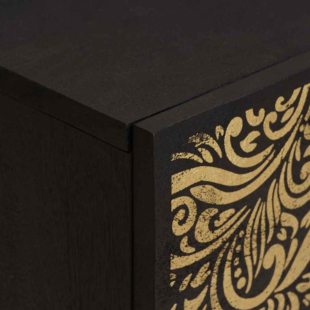 vidaXL Κομοδίνο με Πόρτα Μαύρο 40 x 33 x 46 εκ. Στερεό ξύλο μάνγκο