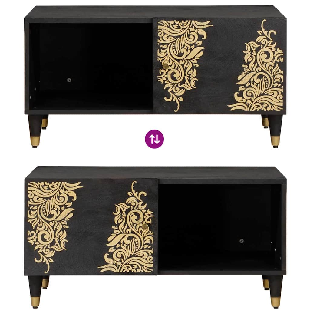 vidaXL Τραπεζάκι σαλονιού Μαύρο 80 x 50 x 40 cm Στερεό ξύλο μάνγκο