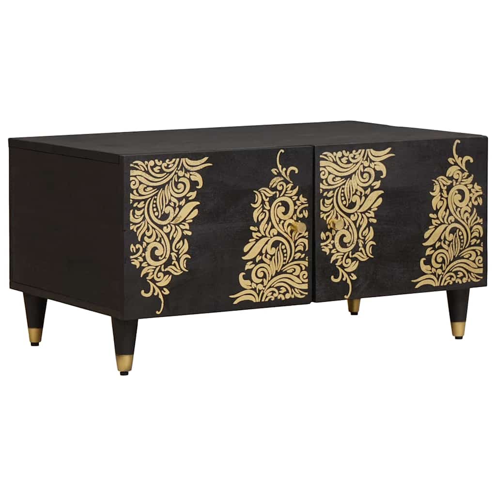 vidaXL Τραπεζάκι σαλονιού Μαύρο 80 x 50 x 40 cm Στερεό ξύλο μάνγκο