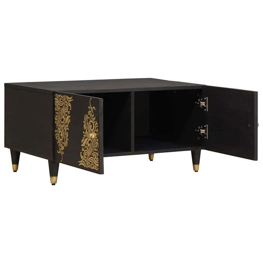 vidaXL Τραπεζάκι σαλονιού Μαύρο 80 x 50 x 40 cm Στερεό ξύλο μάνγκο