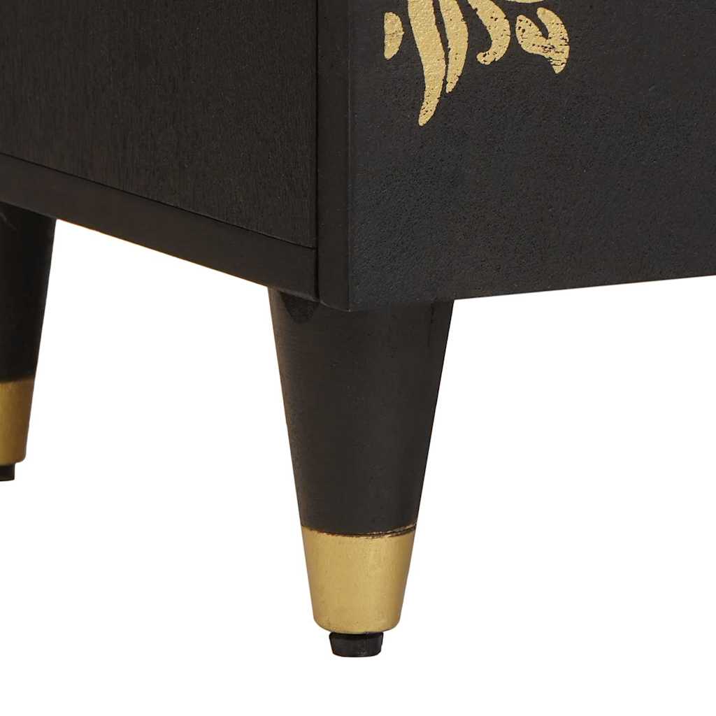 vidaXL Κομοδίνο με συρτάρι Μαύρο 40 x 33 x 46 εκ. Στερεό ξύλο μάνγκο