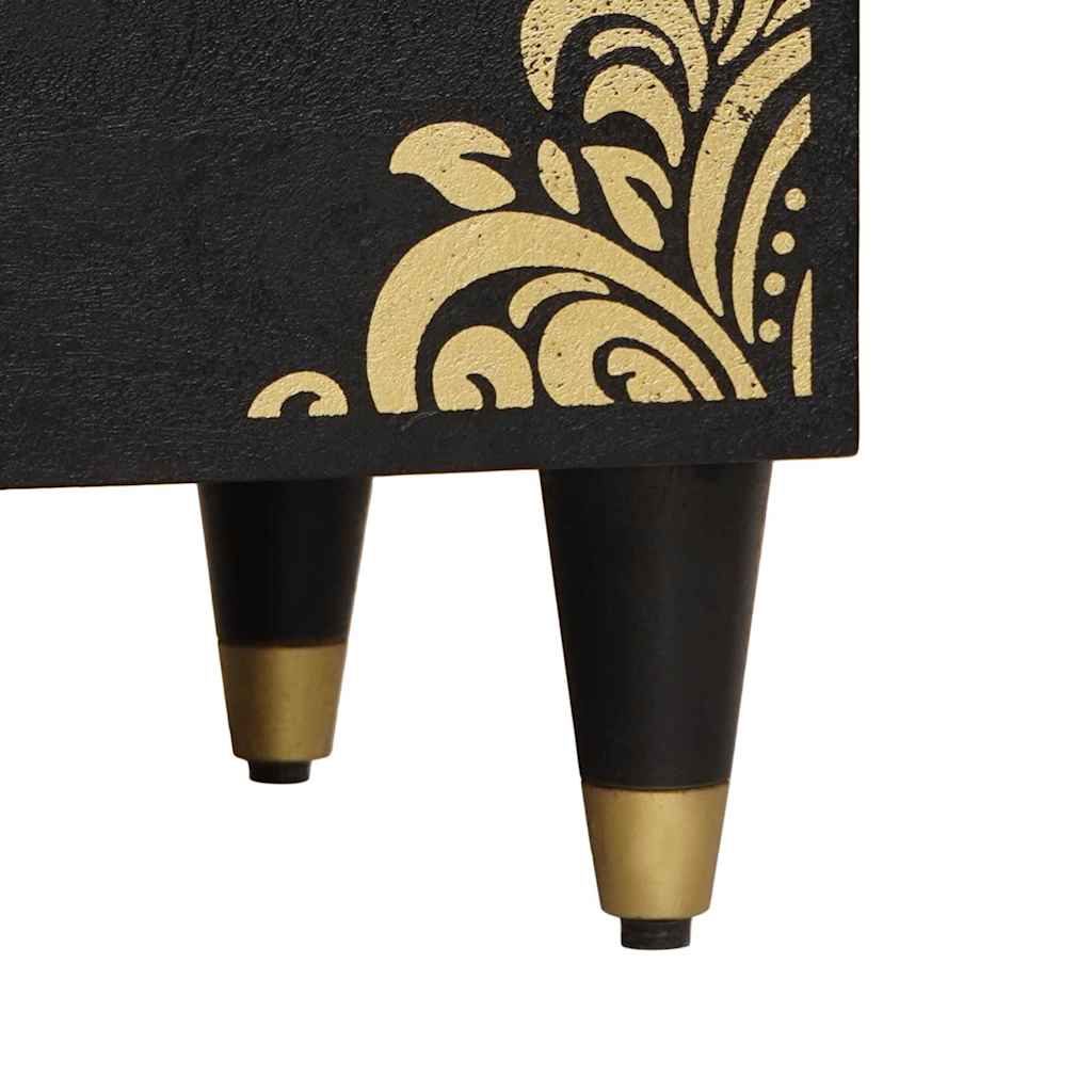 vidaXL Κομοδίνο με συρτάρι Μαύρο 50 x 33 x 62 εκ. Στερεό ξύλο μάνγκο