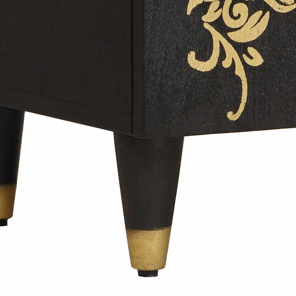 vidaXL Κομοδίνο με Πόρτα Μαύρο 50 x 33 x 60 εκ Στερεό ξύλο μάνγκο