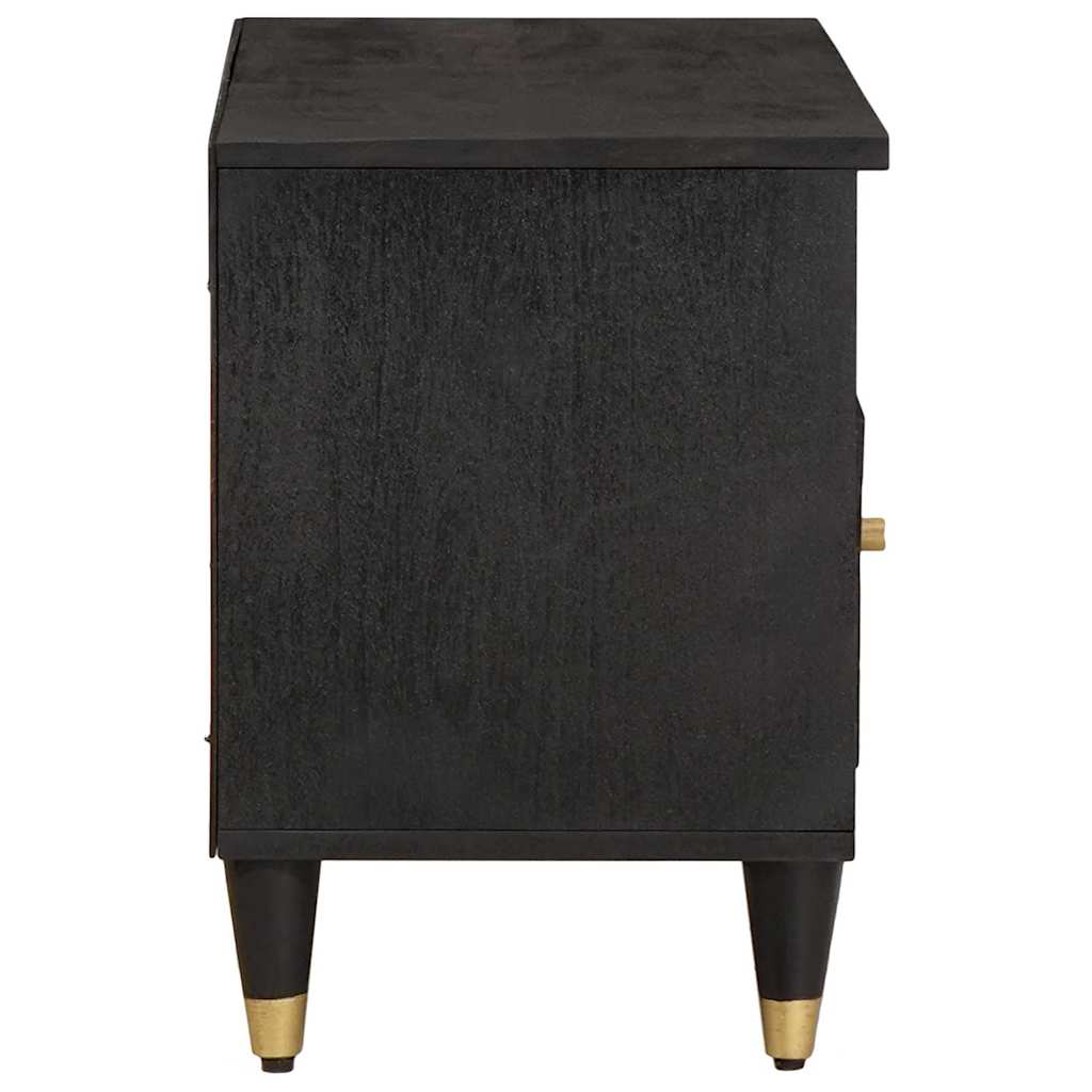 vidaXL Ντουλάπι TV με συρτάρι Μαύρο 80 x 33 x 46 εκ Στερεό ξύλο μάνγκο