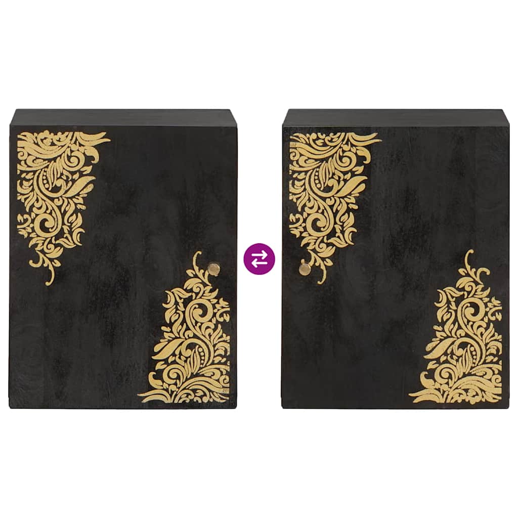 vidaXL Ντουλάπα Τοίχου Μαύρο 38 x 33 x 48 εκ Στερεό ξύλο μάνγκο