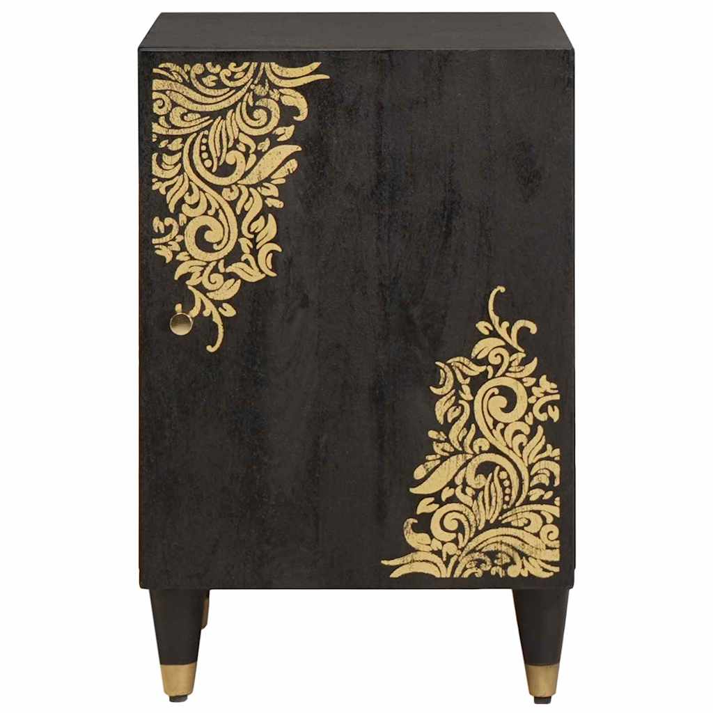 vidaXL Ντουλάπι Μπάνιου Μαύρο 38 x 33 x 58 εκ. Στερεό ξύλο μάνγκο