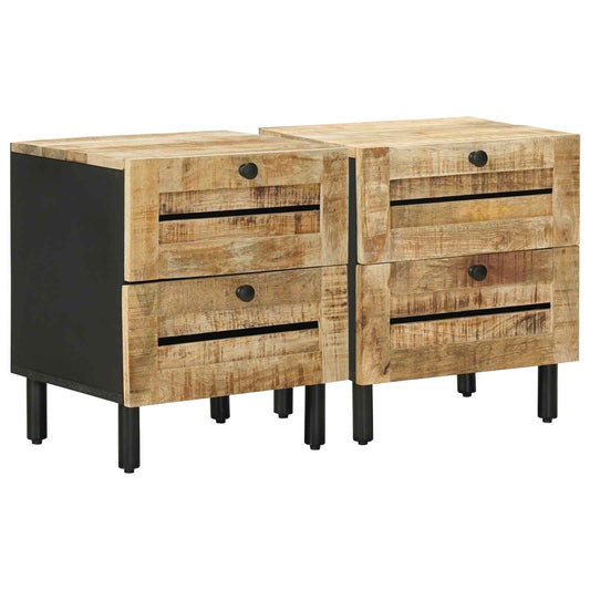 vidaXL Κομοδίνο 2 τμχ. Φυσικό 40 x 33 x 46 εκ. Στερεό ξύλο μάνγκο