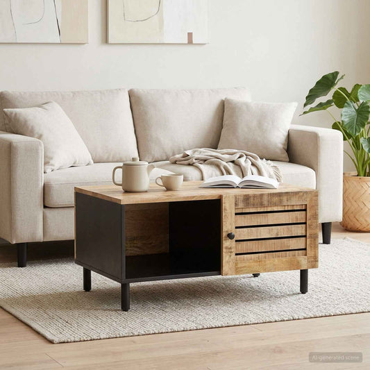 vidaXL Τραπεζάκι σαλονιού Φυσικό 80 x 50 x 40 cm Στερεό ξύλο μάνγκο