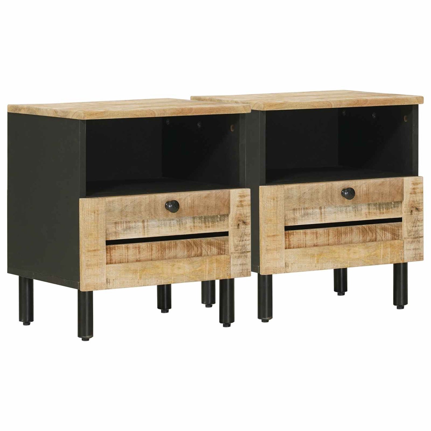 vidaXL Κομοδίνο 2 τμχ. Φυσικό 40 x 33 x 46 εκ. Στερεό ξύλο μάνγκο