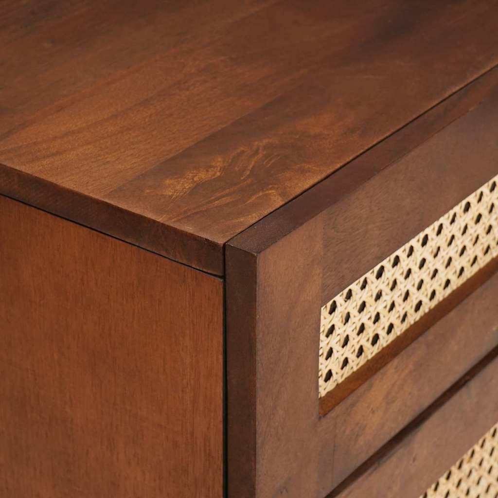 vidaXL Κομοδίνα Καφέ 50 x 33 x 60 εκ Καλάμι και Στερεό Ξύλο Μάνγκο