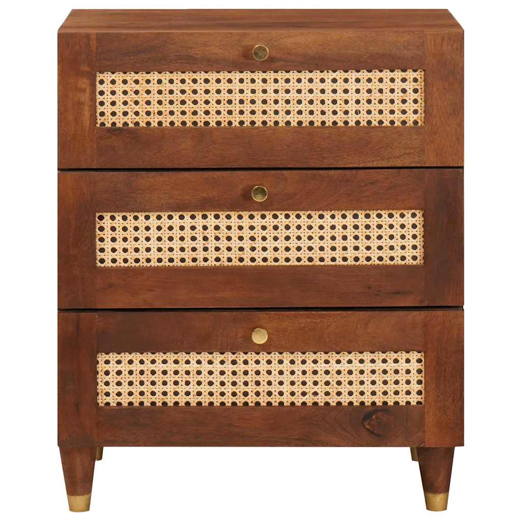 vidaXL Κομοδίνα Καφέ 50 x 33 x 60 εκ Καλάμι και Στερεό Ξύλο Μάνγκο