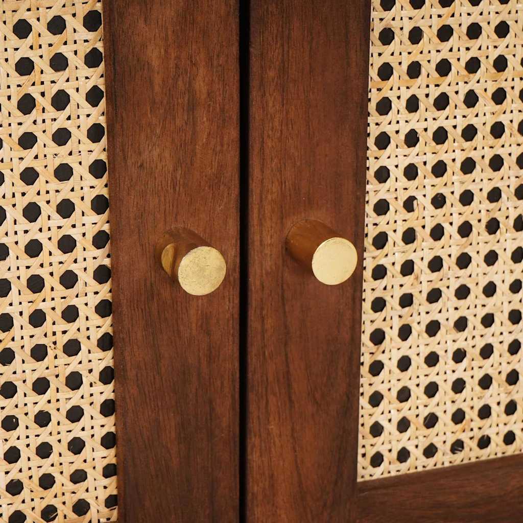 vidaXL Κομοδίνα Καφέ 50 x 33 x 60 εκ Καλάμι και Στερεό Ξύλο Μάνγκο